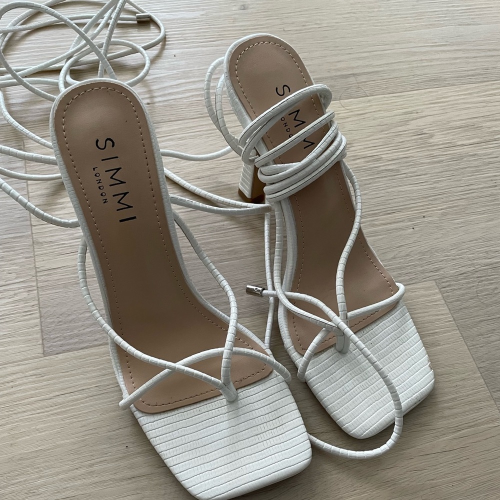 Simi London White Crocodile Heels
